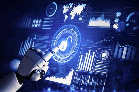 Futuristic robot artificial intelligence concept. 3D illustration. Stock-Illustration