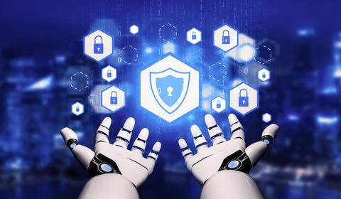 Futuristic robot artificial intelligence concept. 3D illustration. Stock-Illustration