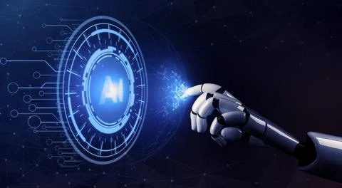 Futuristic robot artificial intelligence concept. 3D illustration. 스톡 일러스트