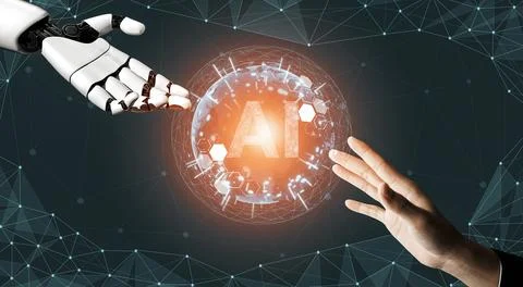 Futuristic robot artificial intelligence concept. 3D illustration. 스톡 일러스트