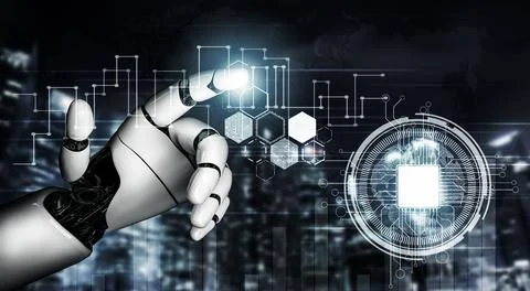 Futuristic robot artificial intelligence concept. 3D illustration. 스톡 일러스트