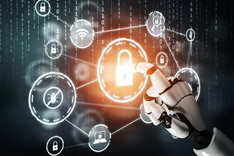 Futuristic robot artificial intelligence concept. 3D illustration. Stock-Illustration