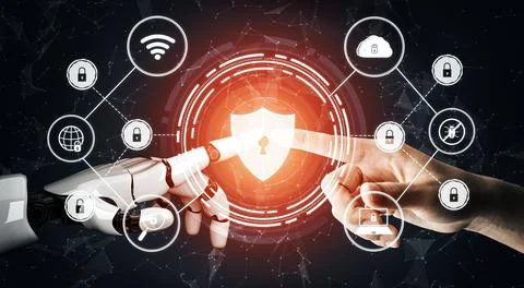 Futuristic robot artificial intelligence concept. 3D illustration. Stock-Illustration