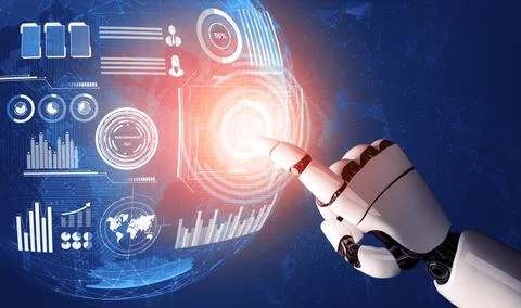 Futuristic robot artificial intelligence concept. 3D illustration. Stock Illustration