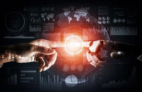 Futuristic robot artificial intelligence concept. 3D illustration. Stock Illustration