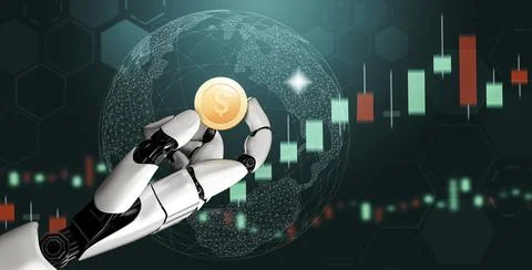 Futuristic robot artificial intelligence concept. 3D illustration. Ilustração Stock