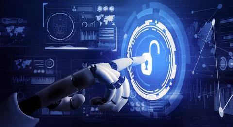 Futuristic robot artificial intelligence concept. 3D illustration. Stock Illustration