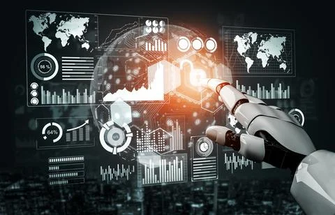 Futuristic robot artificial intelligence concept. 3D illustration. Illustrazione stock