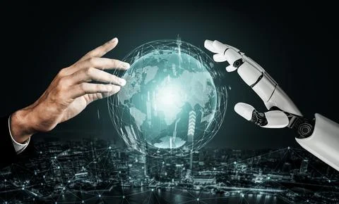 Futuristic robot artificial intelligence concept. 3D illustration. Stock Illustration