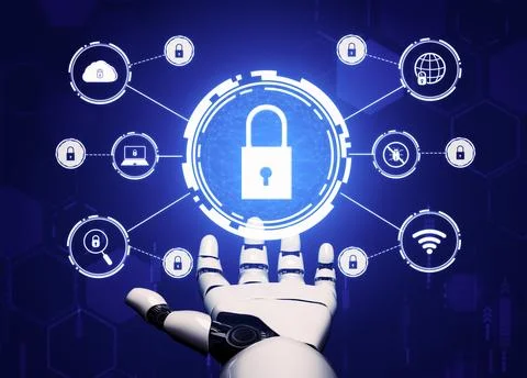 Futuristic robot artificial intelligence concept. 3D illustration. Stock-Illustration