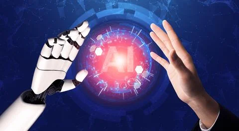 Futuristic robot artificial intelligence concept. 3D illustration. 스톡 일러스트