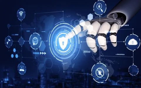 Futuristic robot artificial intelligence concept. 3D illustration. Stock Illustration