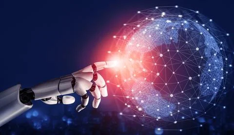 Futuristic robot artificial intelligence concept. 3D illustration. Stock Illustration