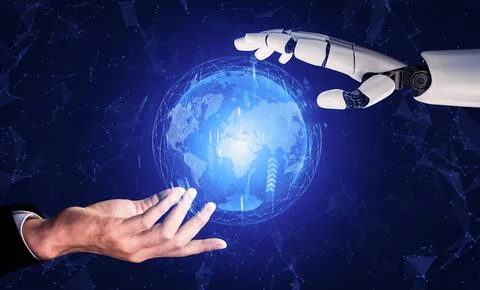Futuristic robot artificial intelligence concept. 3D illustration. 스톡 일러스트