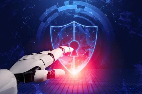 Futuristic robot artificial intelligence concept. 3D illustration. Stock-Illustration