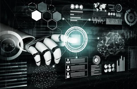 Futuristic robot artificial intelligence concept. 3D illustration. Stock Illustration