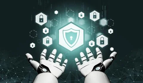 Futuristic robot artificial intelligence concept. 3D illustration. Stock-Illustration