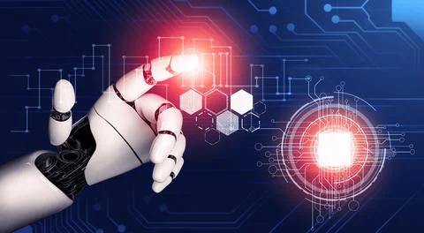 Futuristic robot artificial intelligence concept. 3D illustration. イラスト素材