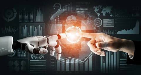 Futuristic robot artificial intelligence concept. 3D illustration. Illustrazione stock