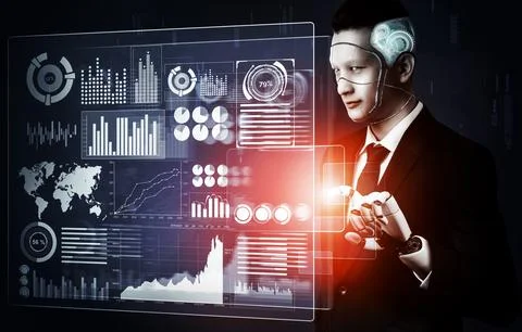 Futuristic robot artificial intelligence concept. 3D illustration. Stock Illustration