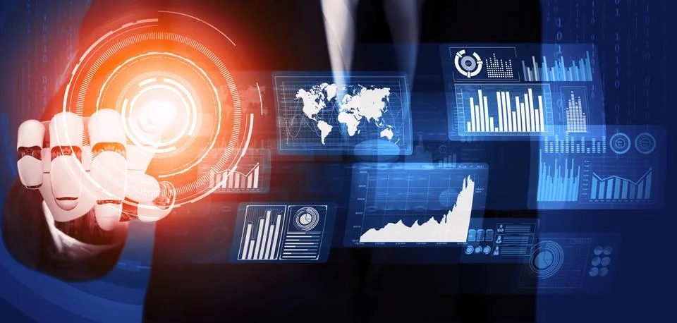 Futuristic robot artificial intelligence concept. 3D illustration. イラスト素材