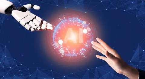 Futuristic robot artificial intelligence concept. 3D illustration. 스톡 일러스트