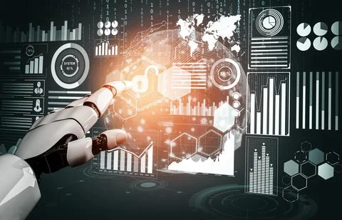 Futuristic robot artificial intelligence concept. 3D illustration. Stock-Illustration