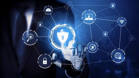 Futuristic robot artificial intelligence concept. 3D illustration. Illustrazione stock