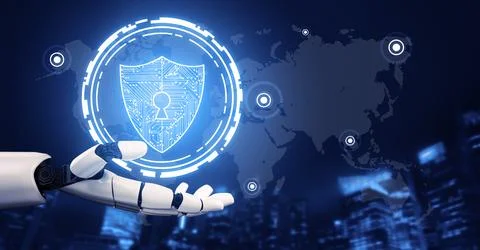 Futuristic robot artificial intelligence concept. 3D illustration. Stock-Illustration