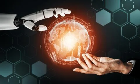 Futuristic robot artificial intelligence concept. 3D illustration. Stock Illustration