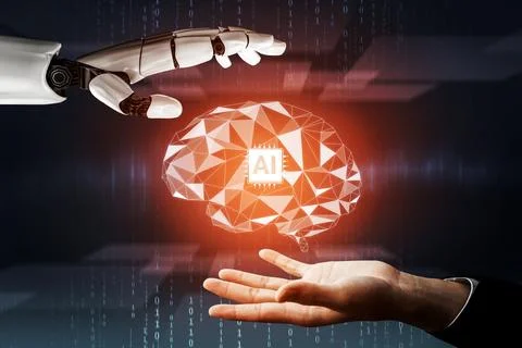 Futuristic robot artificial intelligence concept. 3D illustration. Stock Illustration