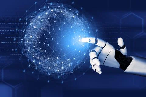 Futuristic robot artificial intelligence concept. 3D illustration. Stock Illustration