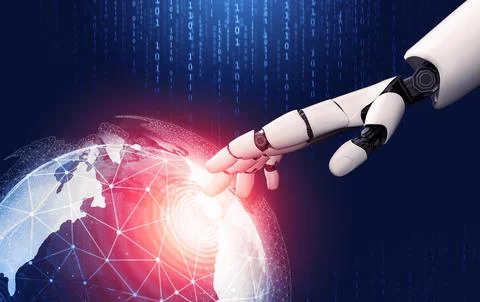 Futuristic robot artificial intelligence concept. 3D illustration. Stock Illustration