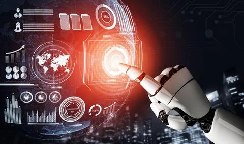 Futuristic robot artificial intelligence concept. 3D illustration. Stock Illustration