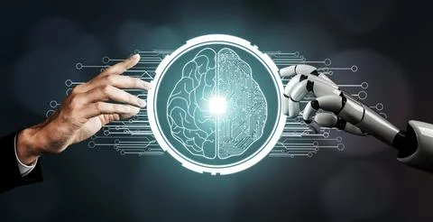 Futuristic robot artificial intelligence concept. 3D illustration. 스톡 일러스트