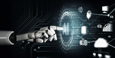 Futuristic robot artificial intelligence concept. 3D illustration. 스톡 일러스트