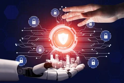 Futuristic robot artificial intelligence concept. 3D illustration. Stock Illustration