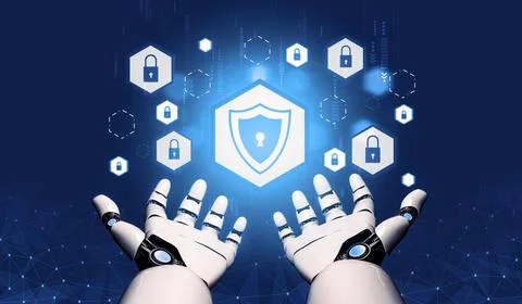 Futuristic robot artificial intelligence concept. 3D illustration. Stock Illustration