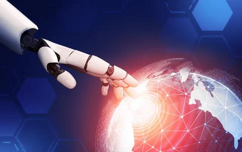 Futuristic robot artificial intelligence concept. 3D illustration. Stock Illustration