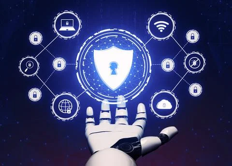 Futuristic robot artificial intelligence concept. 3D illustration. Stock-Illustration