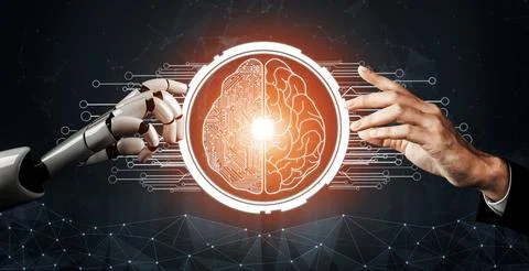 Futuristic robot artificial intelligence concept. 3D illustration. Stock Illustration