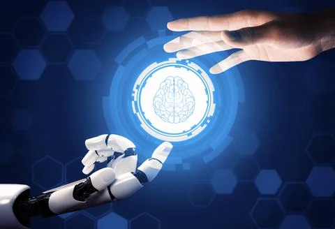 Futuristic robot artificial intelligence concept. 3D illustration. Stock-Illustration