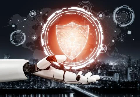 Futuristic robot artificial intelligence concept. 3D illustration. Stock-Illustration