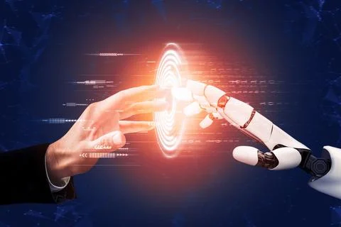 Futuristic robot artificial intelligence concept. 3D illustration. Stock Illustration