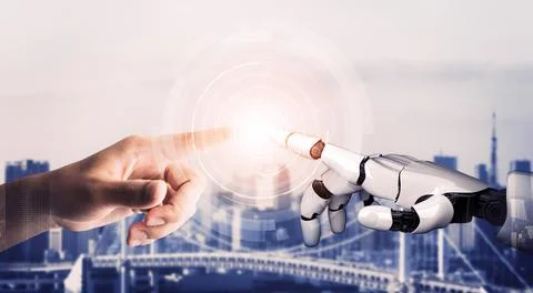 Futuristic robot artificial intelligence concept. 3D illustration. Stock Illustration