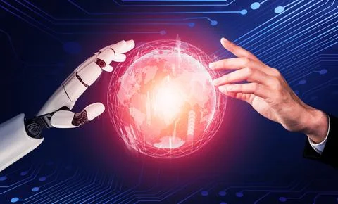 Futuristic robot artificial intelligence concept. 3D illustration. Stock Illustration