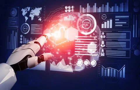 Futuristic robot artificial intelligence concept. 3D illustration. Stock-Illustration