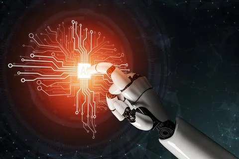 Futuristic robot artificial intelligence concept. 3D illustration. 스톡 일러스트