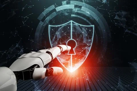 Futuristic robot artificial intelligence concept. 3D illustration. Stock Illustration