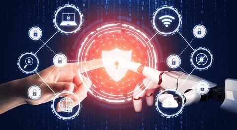 Futuristic robot artificial intelligence concept. 3D illustration. Stock Illustration